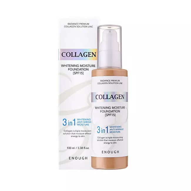 Тональный осветляющий крем для лица Enough Collagen Whitening Moisture Foundation 3 In 1 SPF 15+